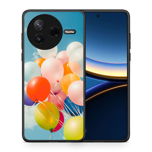 Θήκη Xiaomi Poco F7 Pro Colorful Balloons από τη Smartfits με σχέδιο στο πίσω μέρος και μαύρο περίβλημα | Xiaomi Poco F7 Pro Colorful Balloons case with colorful back and black bezels
