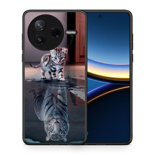 Θήκη Xiaomi Poco F7 Pro Tiger Cute από τη Smartfits με σχέδιο στο πίσω μέρος και μαύρο περίβλημα | Xiaomi Poco F7 Pro Tiger Cute case with colorful back and black bezels