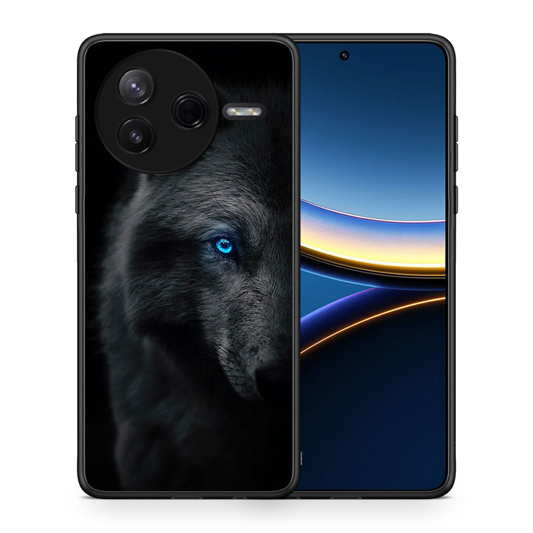 Θήκη Xiaomi Poco F7 Pro Dark Wolf από τη Smartfits με σχέδιο στο πίσω μέρος και μαύρο περίβλημα | Xiaomi Poco F7 Pro Dark Wolf case with colorful back and black bezels