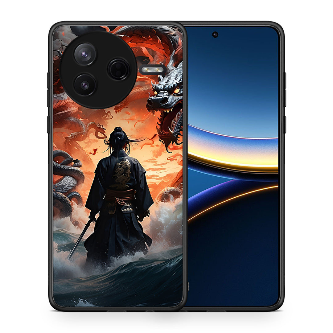 Θήκη Xiaomi Poco F7 Pro Dragons Fight από τη Smartfits με σχέδιο στο πίσω μέρος και μαύρο περίβλημα | Xiaomi Poco F7 Pro Dragons Fight case with colorful back and black bezels