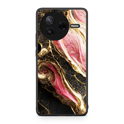 Xiaomi Poco F7 Pro Glamorous Pink Marble θήκη από τη Smartfits με σχέδιο στο πίσω μέρος και μαύρο περίβλημα | Smartphone case with colorful back and black bezels by Smartfits