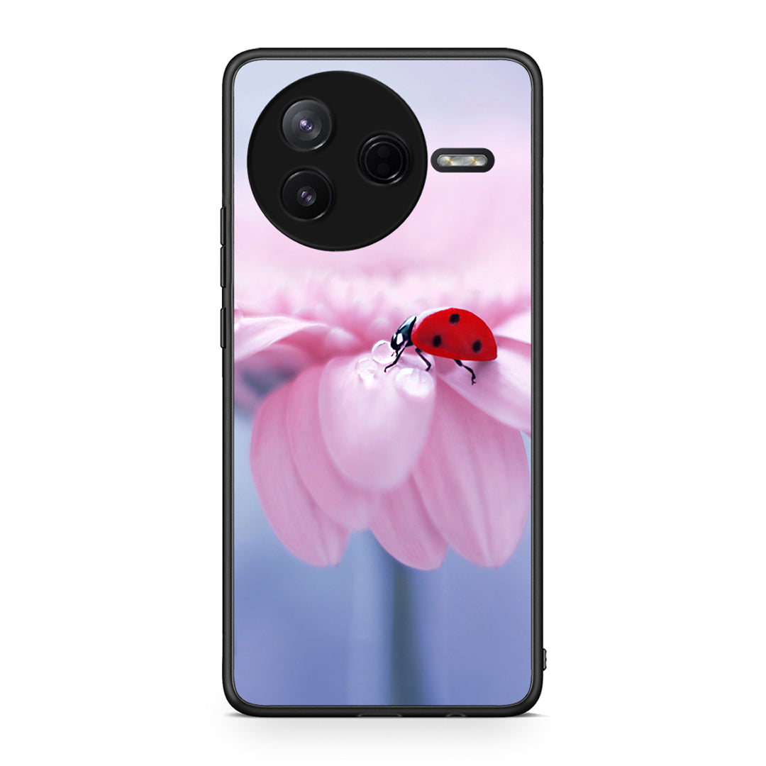 Xiaomi Poco F7 Pro Ladybug Flower θήκη από τη Smartfits με σχέδιο στο πίσω μέρος και μαύρο περίβλημα | Smartphone case with colorful back and black bezels by Smartfits