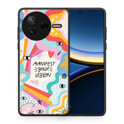 Θήκη Xiaomi Poco F7 Pro Manifest Your Vision από τη Smartfits με σχέδιο στο πίσω μέρος και μαύρο περίβλημα | Xiaomi Poco F7 Pro Manifest Your Vision case with colorful back and black bezels