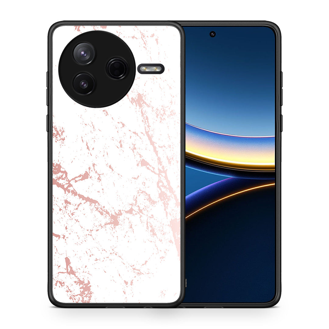 Θήκη Xiaomi Poco F7 Pro Pink Splash Marble από τη Smartfits με σχέδιο στο πίσω μέρος και μαύρο περίβλημα | Xiaomi Poco F7 Pro Pink Splash Marble case with colorful back and black bezels