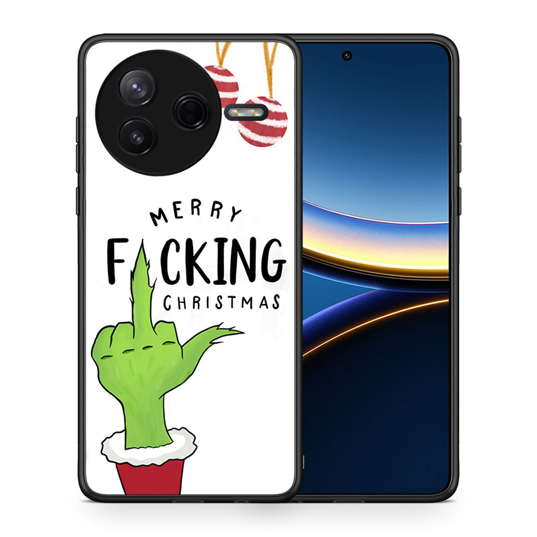 Θήκη Xiaomi Poco F7 Pro Merry F Xmas από τη Smartfits με σχέδιο στο πίσω μέρος και μαύρο περίβλημα | Xiaomi Poco F7 Pro Merry F Xmas case with colorful back and black bezels