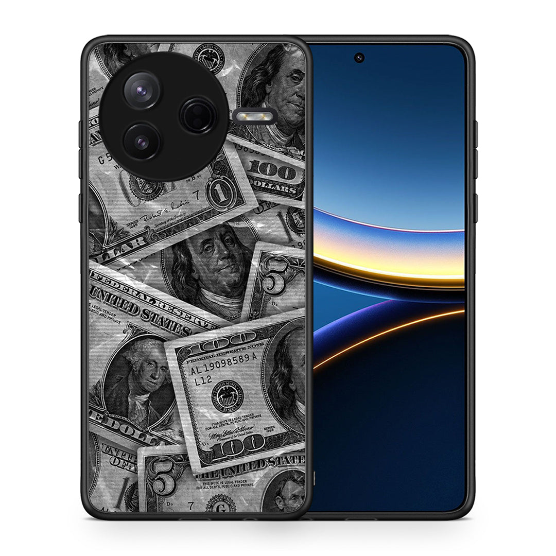 Θήκη Xiaomi Poco F7 Pro Money Dollars από τη Smartfits με σχέδιο στο πίσω μέρος και μαύρο περίβλημα | Xiaomi Poco F7 Pro Money Dollars case with colorful back and black bezels