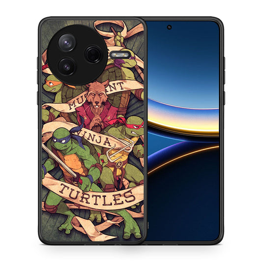 Θήκη Xiaomi Poco F7 Pro Ninja Turtles από τη Smartfits με σχέδιο στο πίσω μέρος και μαύρο περίβλημα | Xiaomi Poco F7 Pro Ninja Turtles case with colorful back and black bezels