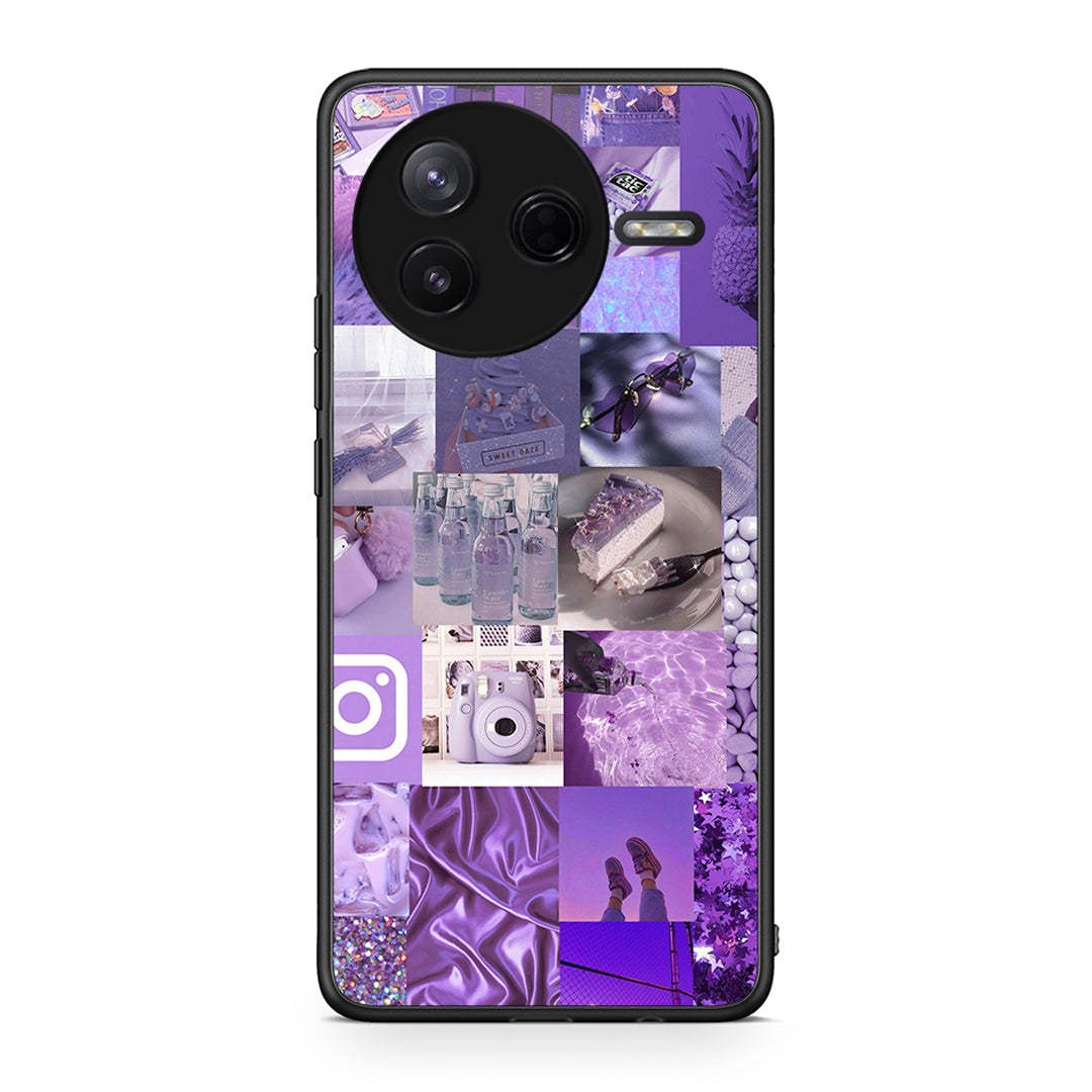 Xiaomi Poco F7 Pro Purple Aesthetic Collage θήκη από τη Smartfits με σχέδιο στο πίσω μέρος και μαύρο περίβλημα | Smartphone case with colorful back and black bezels by Smartfits