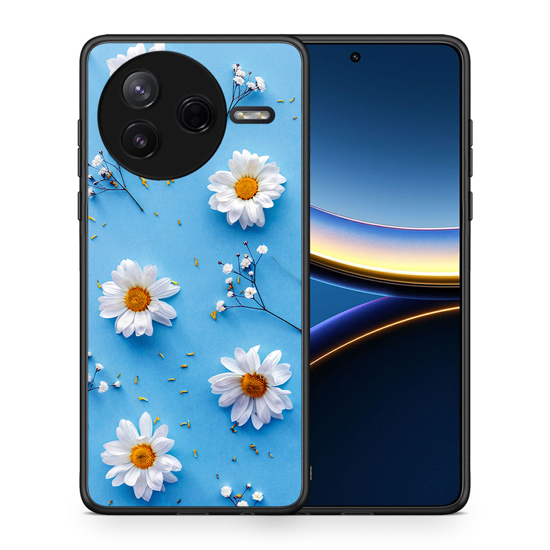 Θήκη Xiaomi Poco F7 Pro Real Daisies από τη Smartfits με σχέδιο στο πίσω μέρος και μαύρο περίβλημα | Xiaomi Poco F7 Pro Real Daisies case with colorful back and black bezels
