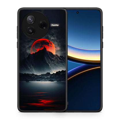 Θήκη Xiaomi Poco F7 Pro Red Full Moon από τη Smartfits με σχέδιο στο πίσω μέρος και μαύρο περίβλημα | Xiaomi Poco F7 Pro Red Full Moon case with colorful back and black bezels