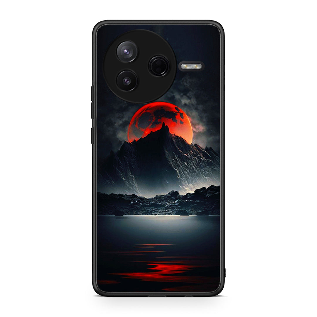 Xiaomi Poco F7 Pro Red Full Moon θήκη από τη Smartfits με σχέδιο στο πίσω μέρος και μαύρο περίβλημα | Smartphone case with colorful back and black bezels by Smartfits