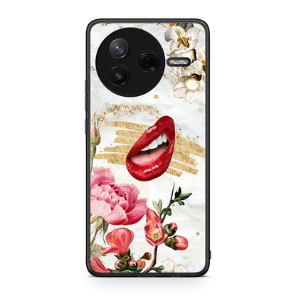Xiaomi Poco F7 Pro Red Lips θήκη από τη Smartfits με σχέδιο στο πίσω μέρος και μαύρο περίβλημα | Smartphone case with colorful back and black bezels by Smartfits