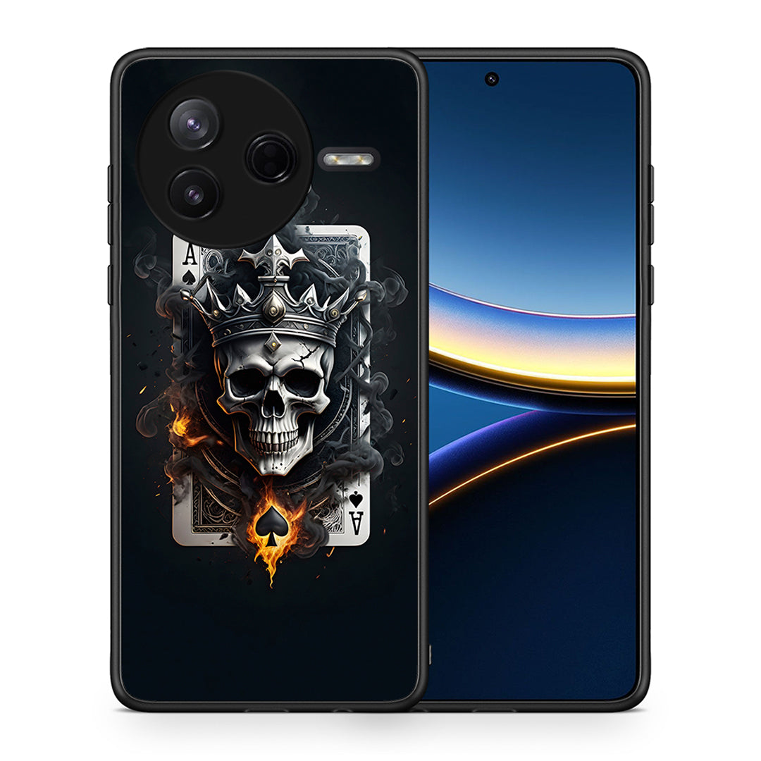 Θήκη Xiaomi Poco F7 Pro Skull King Ace από τη Smartfits με σχέδιο στο πίσω μέρος και μαύρο περίβλημα | Xiaomi Poco F7 Pro Skull King Ace case with colorful back and black bezels
