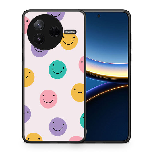 Θήκη Xiaomi Poco F7 Pro Smiley Faces από τη Smartfits με σχέδιο στο πίσω μέρος και μαύρο περίβλημα | Xiaomi Poco F7 Pro Smiley Faces case with colorful back and black bezels