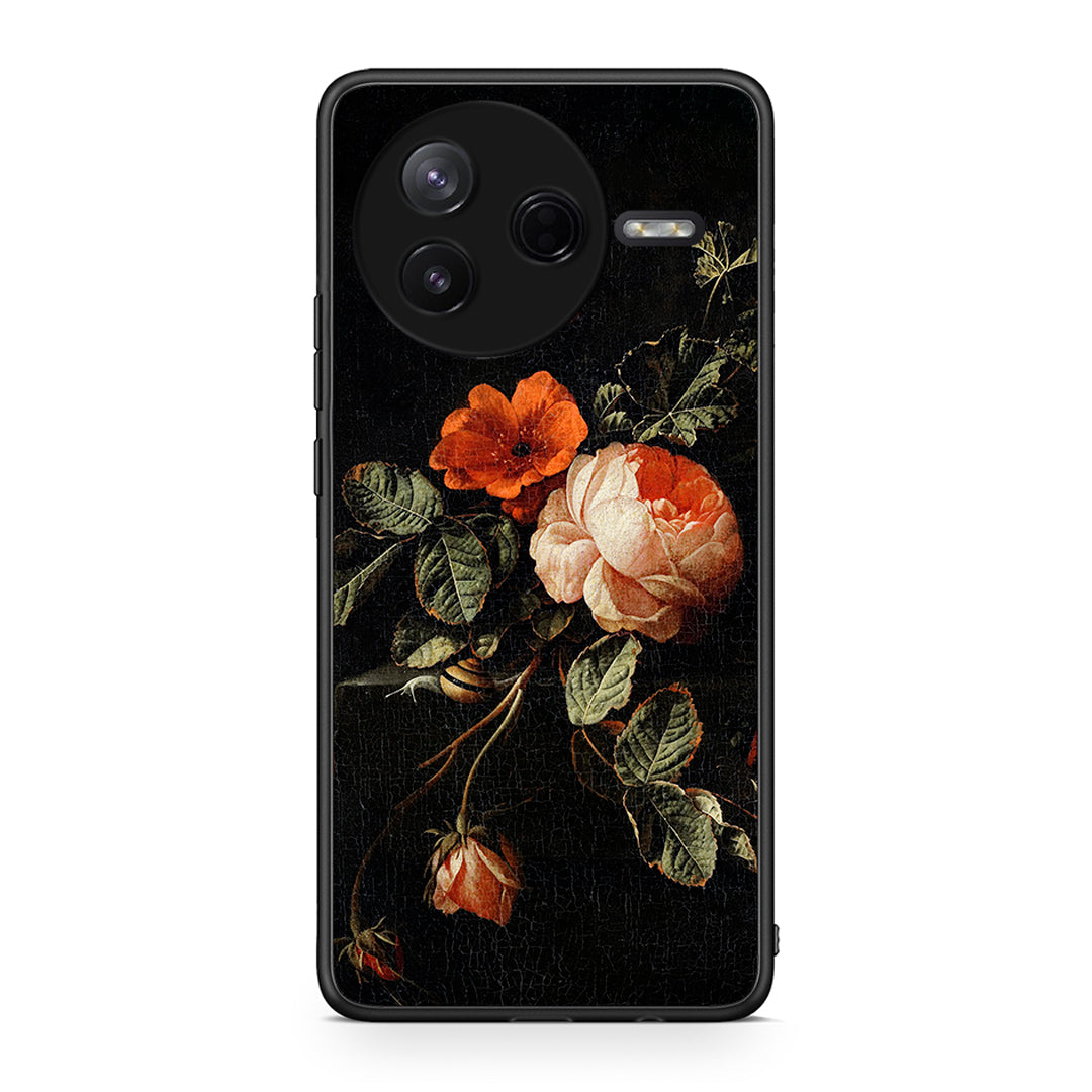 Xiaomi Poco F7 Pro Vintage Roses θήκη από τη Smartfits με σχέδιο στο πίσω μέρος και μαύρο περίβλημα | Smartphone case with colorful back and black bezels by Smartfits