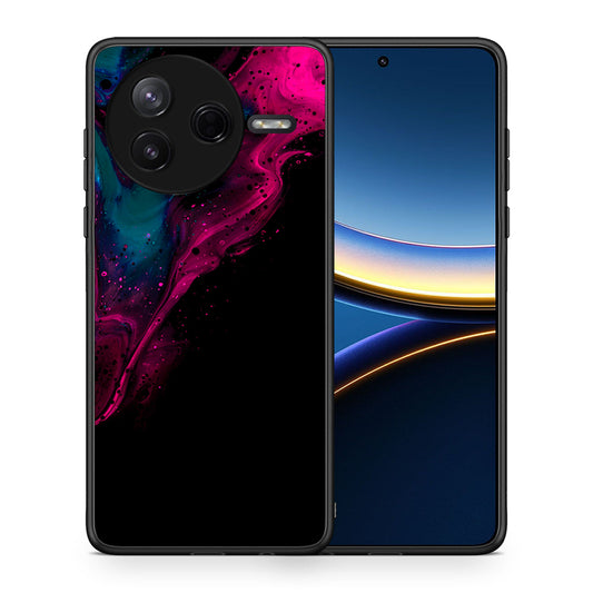 Θήκη Xiaomi Poco F7 Pro Pink Black Watercolor από τη Smartfits με σχέδιο στο πίσω μέρος και μαύρο περίβλημα | Xiaomi Poco F7 Pro Pink Black Watercolor case with colorful back and black bezels