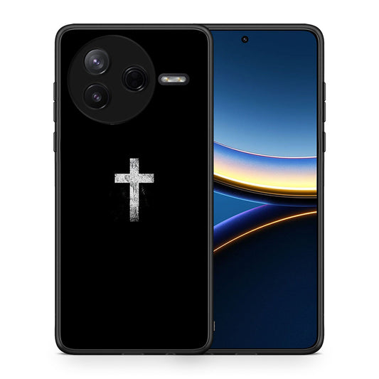 Θήκη Xiaomi Poco F7 Pro White Cross από τη Smartfits με σχέδιο στο πίσω μέρος και μαύρο περίβλημα | Xiaomi Poco F7 Pro White Cross case with colorful back and black bezels