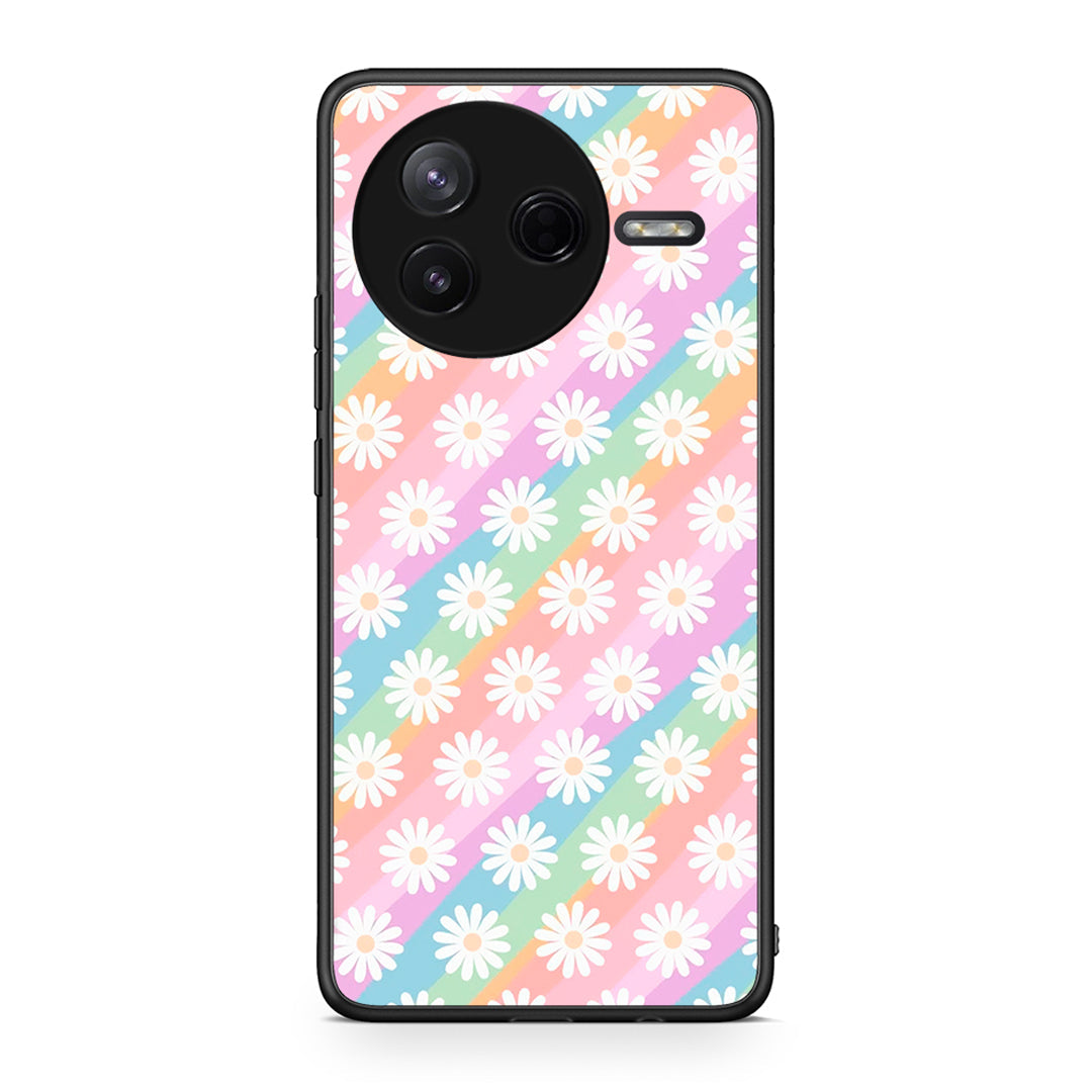 Xiaomi Poco F7 Pro White Daisies θήκη από τη Smartfits με σχέδιο στο πίσω μέρος και μαύρο περίβλημα | Smartphone case with colorful back and black bezels by Smartfits