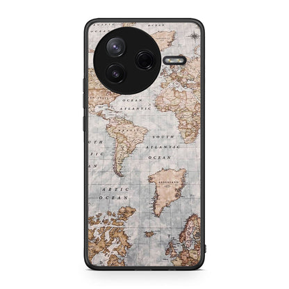 Xiaomi Poco F7 Pro World Map Θήκη από τη Smartfits με σχέδιο στο πίσω μέρος και μαύρο περίβλημα | Smartphone case with colorful back and black bezels by Smartfits