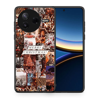 Θήκη Xiaomi Poco F7 Pro Xmas Collage από τη Smartfits με σχέδιο στο πίσω μέρος και μαύρο περίβλημα | Xiaomi Poco F7 Pro Xmas Collage case with colorful back and black bezels