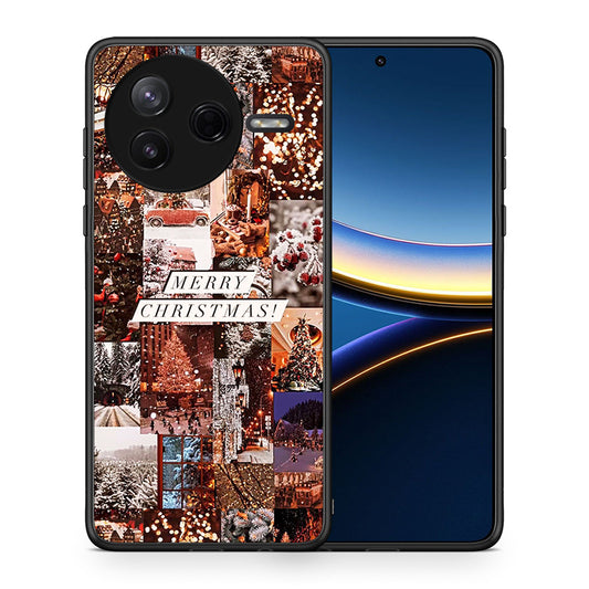 Θήκη Xiaomi Poco F7 Pro Xmas Collage από τη Smartfits με σχέδιο στο πίσω μέρος και μαύρο περίβλημα | Xiaomi Poco F7 Pro Xmas Collage case with colorful back and black bezels