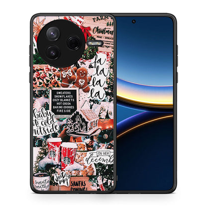 Θήκη Xiaomi Poco F7 Pro Xmas Habbits από τη Smartfits με σχέδιο στο πίσω μέρος και μαύρο περίβλημα | Xiaomi Poco F7 Pro Xmas Habbits case with colorful back and black bezels