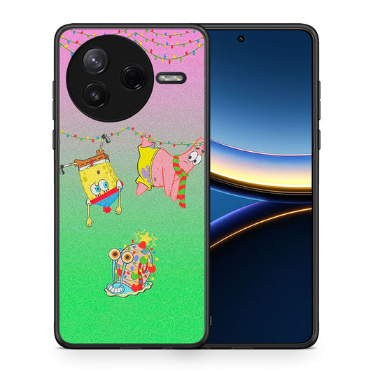 Θήκη Xiaomi Poco F7 Pro Xmas Lights από τη Smartfits με σχέδιο στο πίσω μέρος και μαύρο περίβλημα | Xiaomi Poco F7 Pro Xmas Lights case with colorful back and black bezels