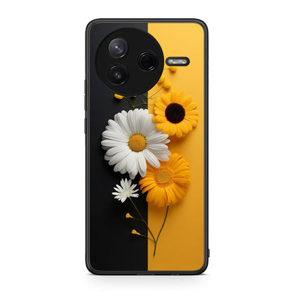 Xiaomi Poco F7 Pro Yellow Daisies θήκη από τη Smartfits με σχέδιο στο πίσω μέρος και μαύρο περίβλημα | Smartphone case with colorful back and black bezels by Smartfits