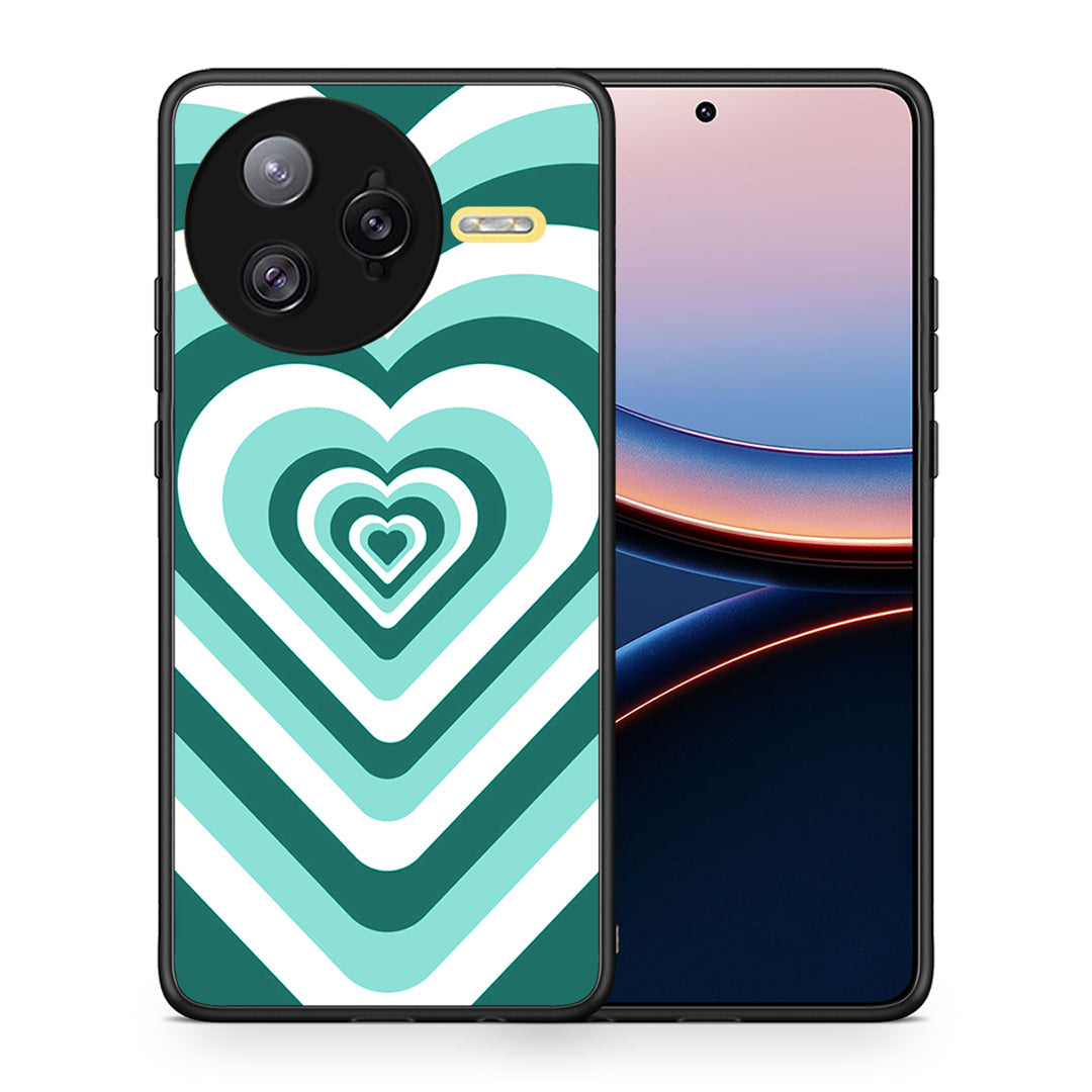 Θήκη Xiaomi Poco F7 Ultra Green Hearts από τη Smartfits με σχέδιο στο πίσω μέρος και μαύρο περίβλημα | Xiaomi Poco F7 Ultra Green Hearts case with colorful back and black bezels