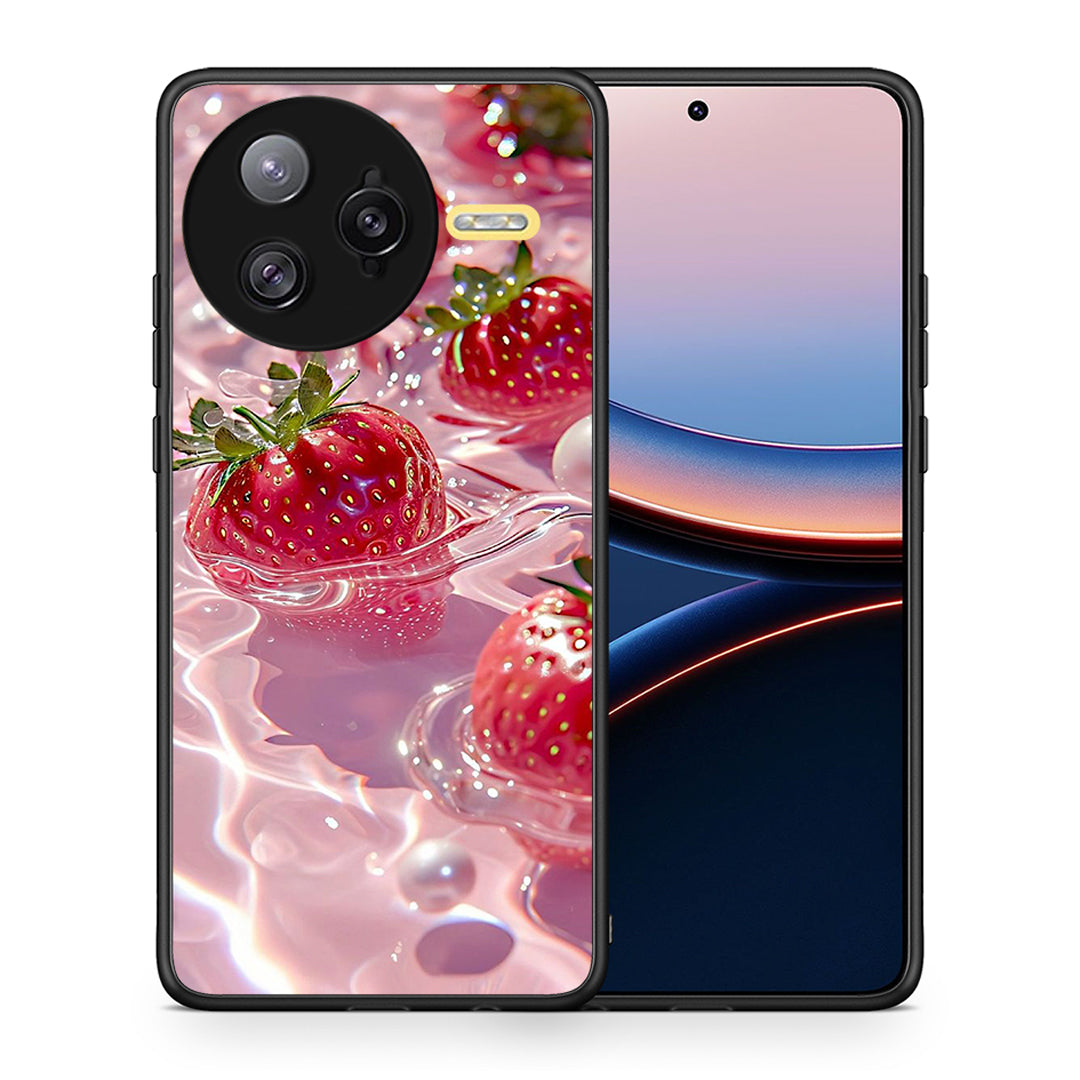 Θήκη Xiaomi Poco F7 Ultra Juicy Strawberries από τη Smartfits με σχέδιο στο πίσω μέρος και μαύρο περίβλημα | Xiaomi Poco F7 Ultra Juicy Strawberries case with colorful back and black bezels