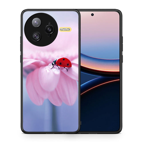 Θήκη Xiaomi Poco F7 Ultra Ladybug Flower από τη Smartfits με σχέδιο στο πίσω μέρος και μαύρο περίβλημα | Xiaomi Poco F7 Ultra Ladybug Flower case with colorful back and black bezels