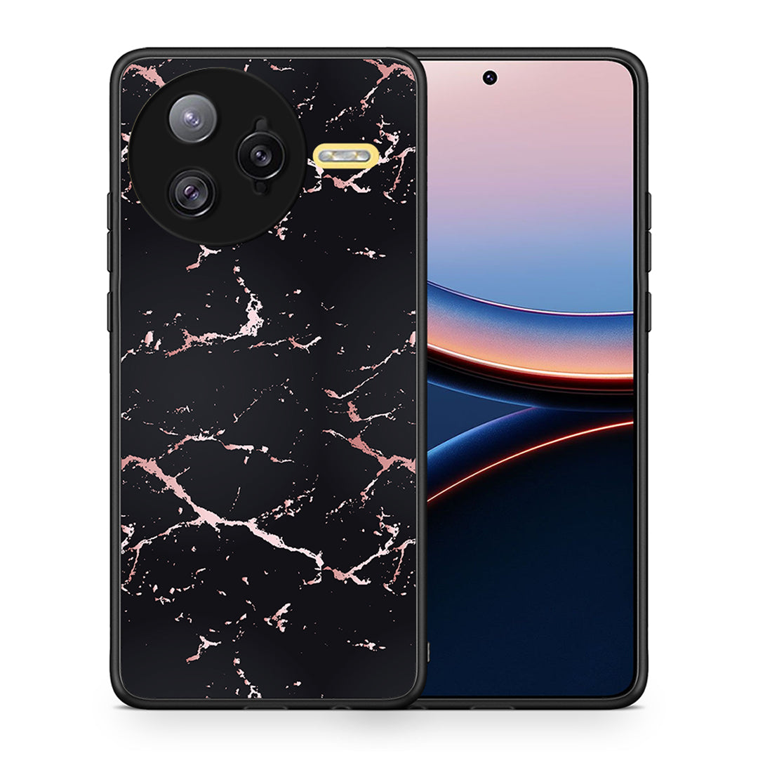Θήκη Xiaomi Poco F7 Ultra Black Rosegold Marble από τη Smartfits με σχέδιο στο πίσω μέρος και μαύρο περίβλημα | Xiaomi Poco F7 Ultra Black Rosegold Marble case with colorful back and black bezels