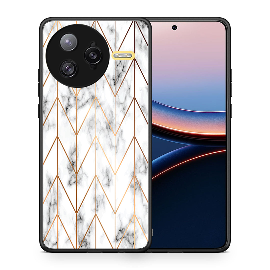 Θήκη Xiaomi Poco F7 Ultra Gold Geometric Marble από τη Smartfits με σχέδιο στο πίσω μέρος και μαύρο περίβλημα | Xiaomi Poco F7 Ultra Gold Geometric Marble case with colorful back and black bezels