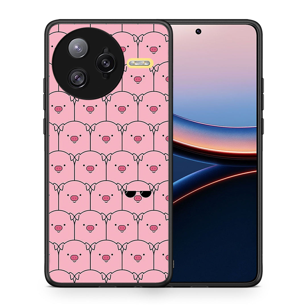 Θήκη Xiaomi Poco F7 Ultra Pig Glasses από τη Smartfits με σχέδιο στο πίσω μέρος και μαύρο περίβλημα | Xiaomi Poco F7 Ultra Pig Glasses case with colorful back and black bezels