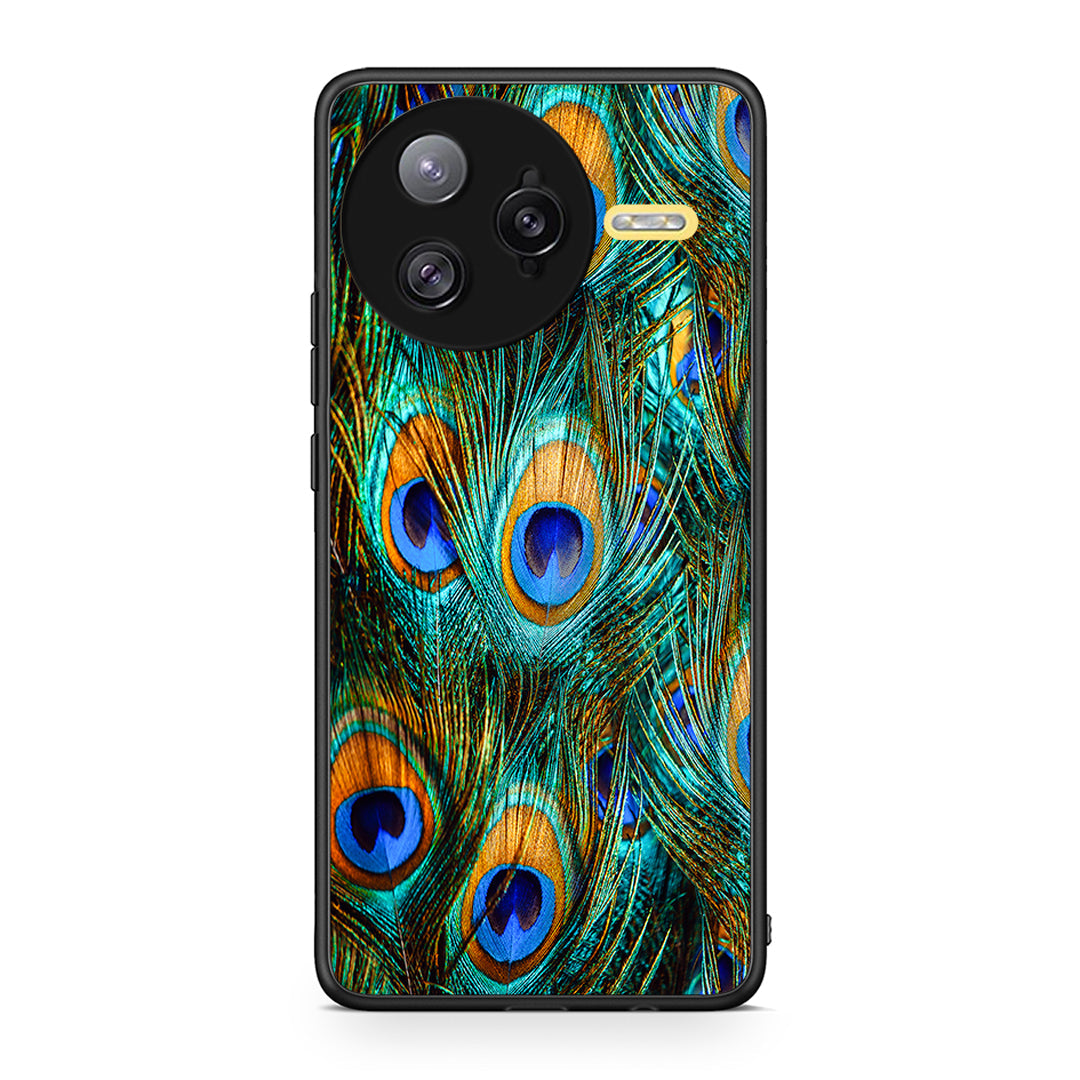 Xiaomi Poco F7 Ultra Real Peacock Feathers θήκη από τη Smartfits με σχέδιο στο πίσω μέρος και μαύρο περίβλημα | Smartphone case with colorful back and black bezels by Smartfits