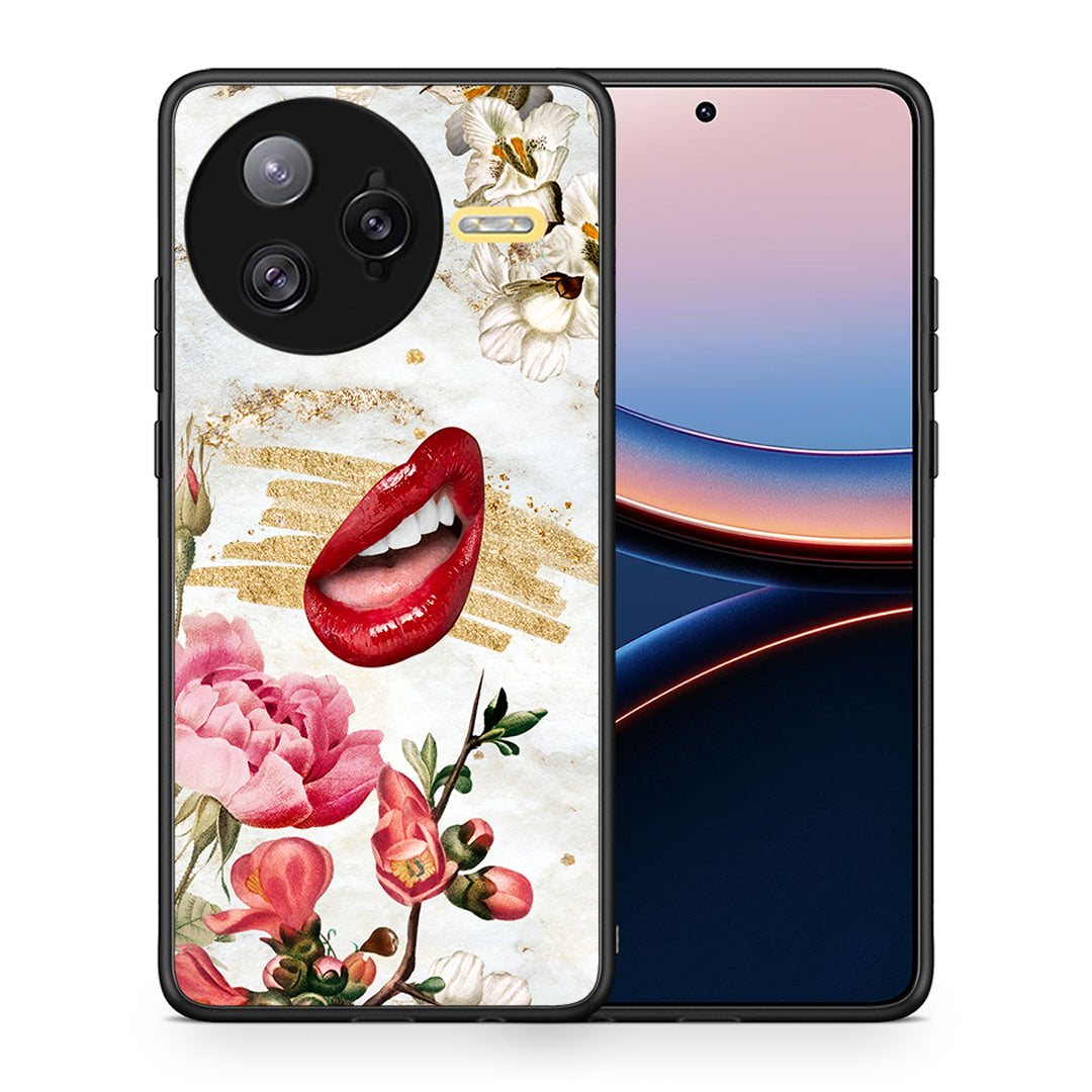 Θήκη Xiaomi Poco F7 Ultra Red Lips από τη Smartfits με σχέδιο στο πίσω μέρος και μαύρο περίβλημα | Xiaomi Poco F7 Ultra Red Lips case with colorful back and black bezels