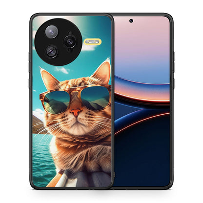 Θήκη Xiaomi Poco F7 Ultra Summer Cat από τη Smartfits με σχέδιο στο πίσω μέρος και μαύρο περίβλημα | Xiaomi Poco F7 Ultra Summer Cat case with colorful back and black bezels