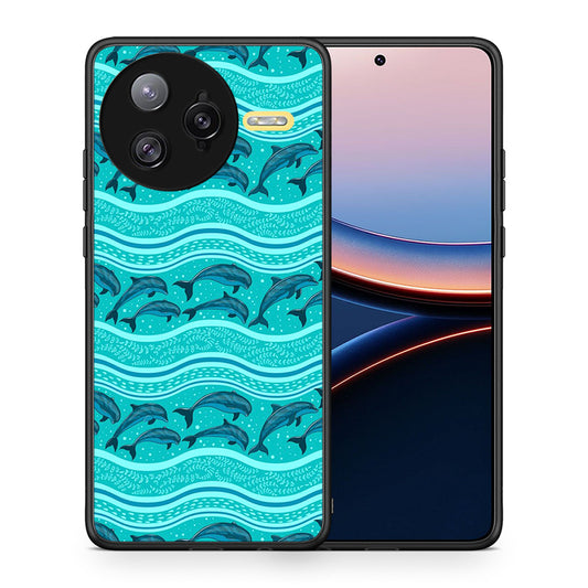 Θήκη Xiaomi Poco F7 Ultra Swimming Dolphins από τη Smartfits με σχέδιο στο πίσω μέρος και μαύρο περίβλημα | Xiaomi Poco F7 Ultra Swimming Dolphins case with colorful back and black bezels