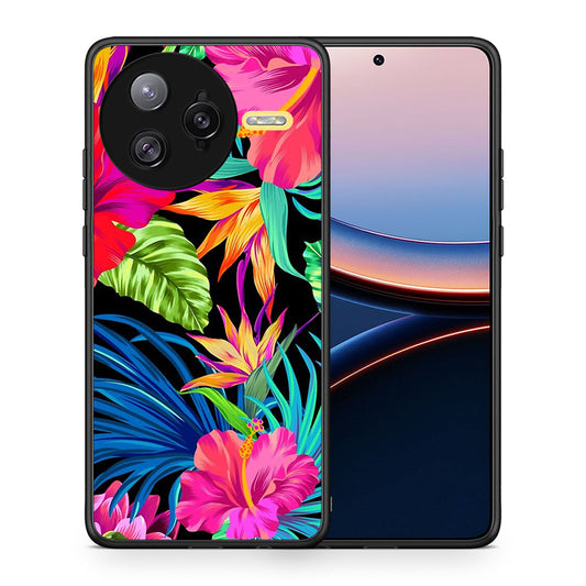 Θήκη Xiaomi Poco F7 Ultra Tropical Flowers από τη Smartfits με σχέδιο στο πίσω μέρος και μαύρο περίβλημα | Xiaomi Poco F7 Ultra Tropical Flowers case with colorful back and black bezels