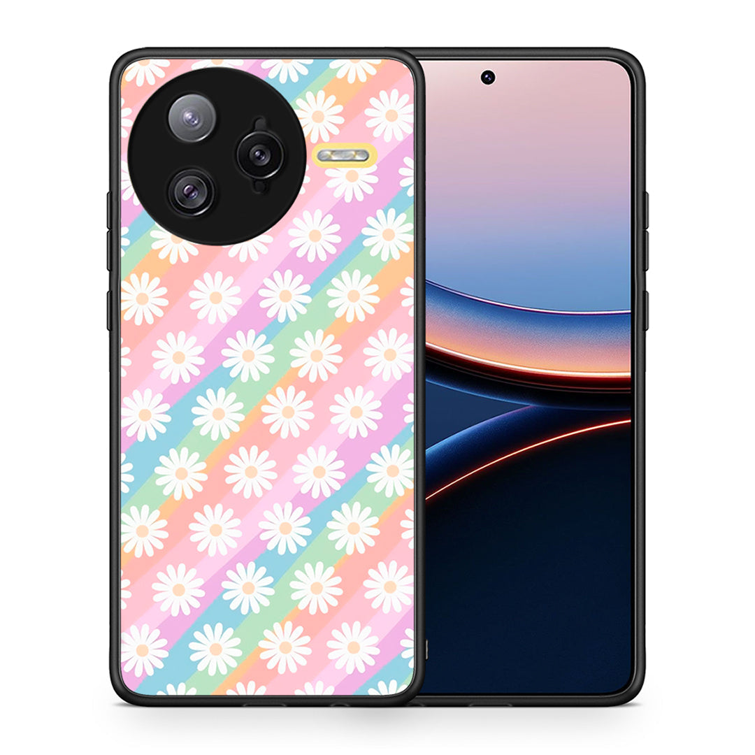 Θήκη Xiaomi Poco F7 Ultra White Daisies από τη Smartfits με σχέδιο στο πίσω μέρος και μαύρο περίβλημα | Xiaomi Poco F7 Ultra White Daisies case with colorful back and black bezels