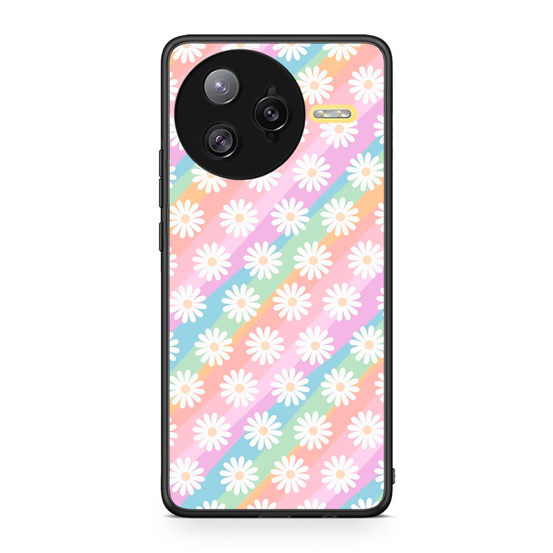 Xiaomi Poco F7 Ultra White Daisies θήκη από τη Smartfits με σχέδιο στο πίσω μέρος και μαύρο περίβλημα | Smartphone case with colorful back and black bezels by Smartfits