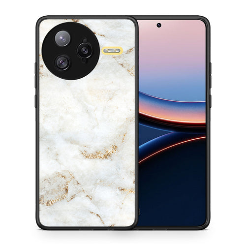 Θήκη Xiaomi Poco F7 Ultra White Gold Marble από τη Smartfits με σχέδιο στο πίσω μέρος και μαύρο περίβλημα | Xiaomi Poco F7 Ultra White Gold Marble case with colorful back and black bezels