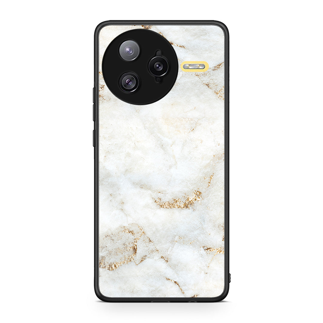 Xiaomi Poco F7 Ultra White Gold Marble θήκη από τη Smartfits με σχέδιο στο πίσω μέρος και μαύρο περίβλημα | Smartphone case with colorful back and black bezels by Smartfits