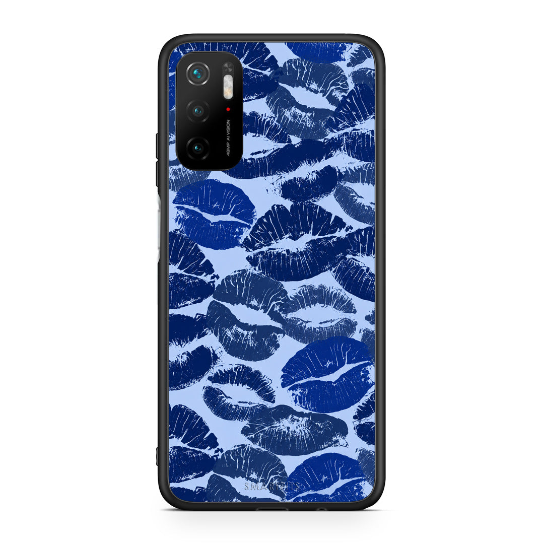 Θήκη Xiaomi Redmi Note 10 5G Blue Lipstick Kisses από τη Smartfits με σχέδιο στο πίσω μέρος και μαύρο περίβλημα | Xiaomi Redmi Note 10 5G Blue Lipstick Kisses case with colorful back and black bezels