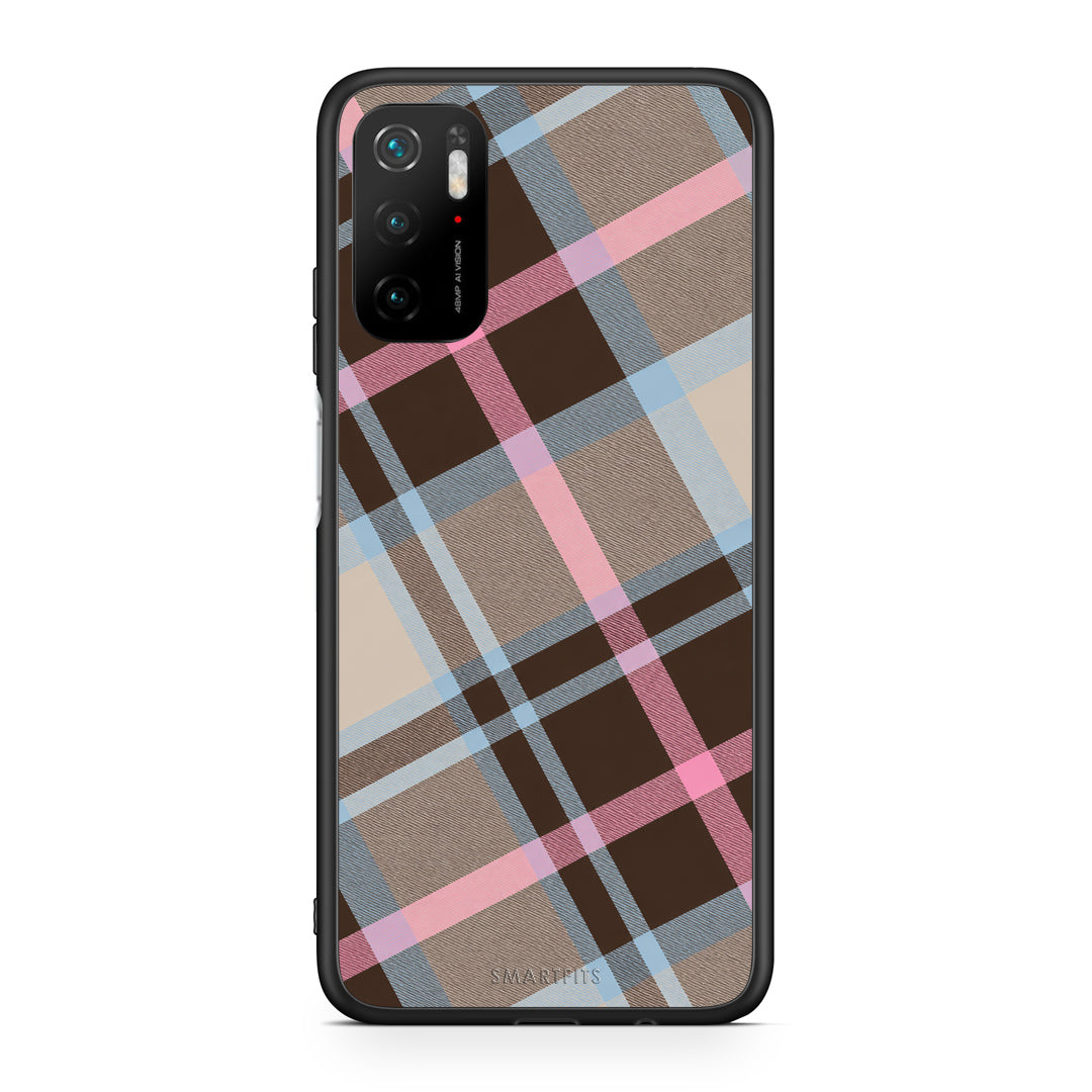 Θήκη Xiaomi Redmi Note 10 5G Brown Pink and Blue Diagonal Plaid από τη Smartfits με σχέδιο στο πίσω μέρος και μαύρο περίβλημα | Xiaomi Redmi Note 10 5G Brown Pink and Blue Diagonal Plaid case with colorful back and black bezels