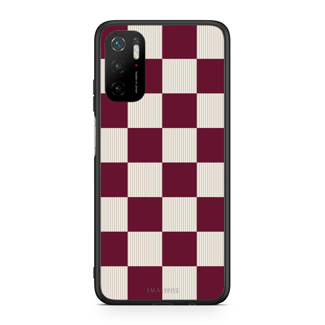 Θήκη Xiaomi Redmi Note 10 5G Burgundy and Cream Striped Checks από τη Smartfits με σχέδιο στο πίσω μέρος και μαύρο περίβλημα | Xiaomi Redmi Note 10 5G Burgundy and Cream Striped Checks case with colorful back and black bezels