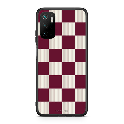 Θήκη Xiaomi Redmi Note 10 5G Burgundy and Cream Striped Checks από τη Smartfits με σχέδιο στο πίσω μέρος και μαύρο περίβλημα | Xiaomi Redmi Note 10 5G Burgundy and Cream Striped Checks case with colorful back and black bezels