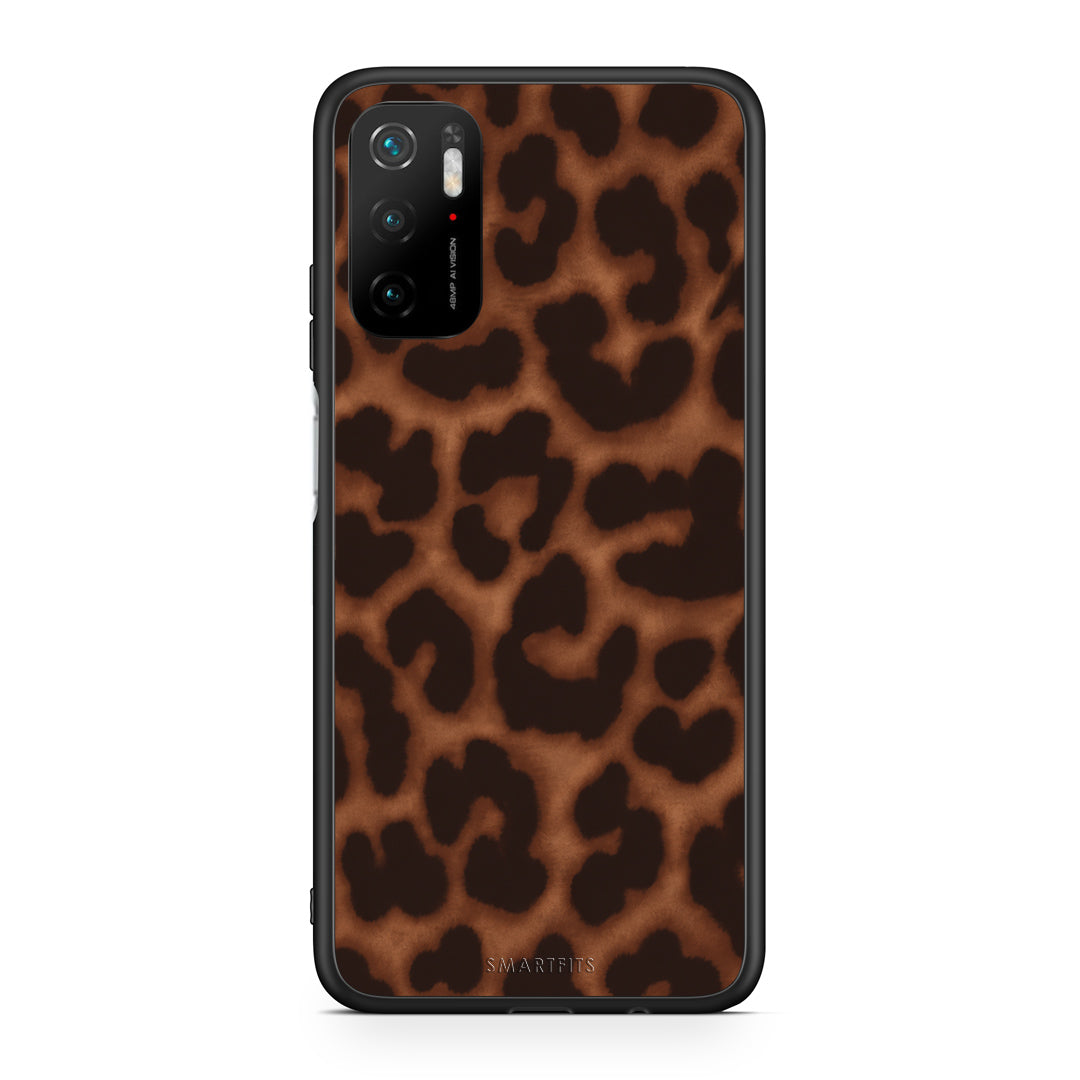Θήκη Xiaomi Redmi Note 10 5G Leopard Print Dark Brown από τη Smartfits με σχέδιο στο πίσω μέρος και μαύρο περίβλημα | Xiaomi Redmi Note 10 5G Leopard Print Dark Brown case with colorful back and black bezels