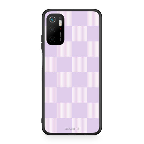 Θήκη Xiaomi Redmi Note 10 5G Lilac and Cream Striped Checks από τη Smartfits με σχέδιο στο πίσω μέρος και μαύρο περίβλημα | Xiaomi Redmi Note 10 5G Lilac and Cream Striped Checks case with colorful back and black bezels