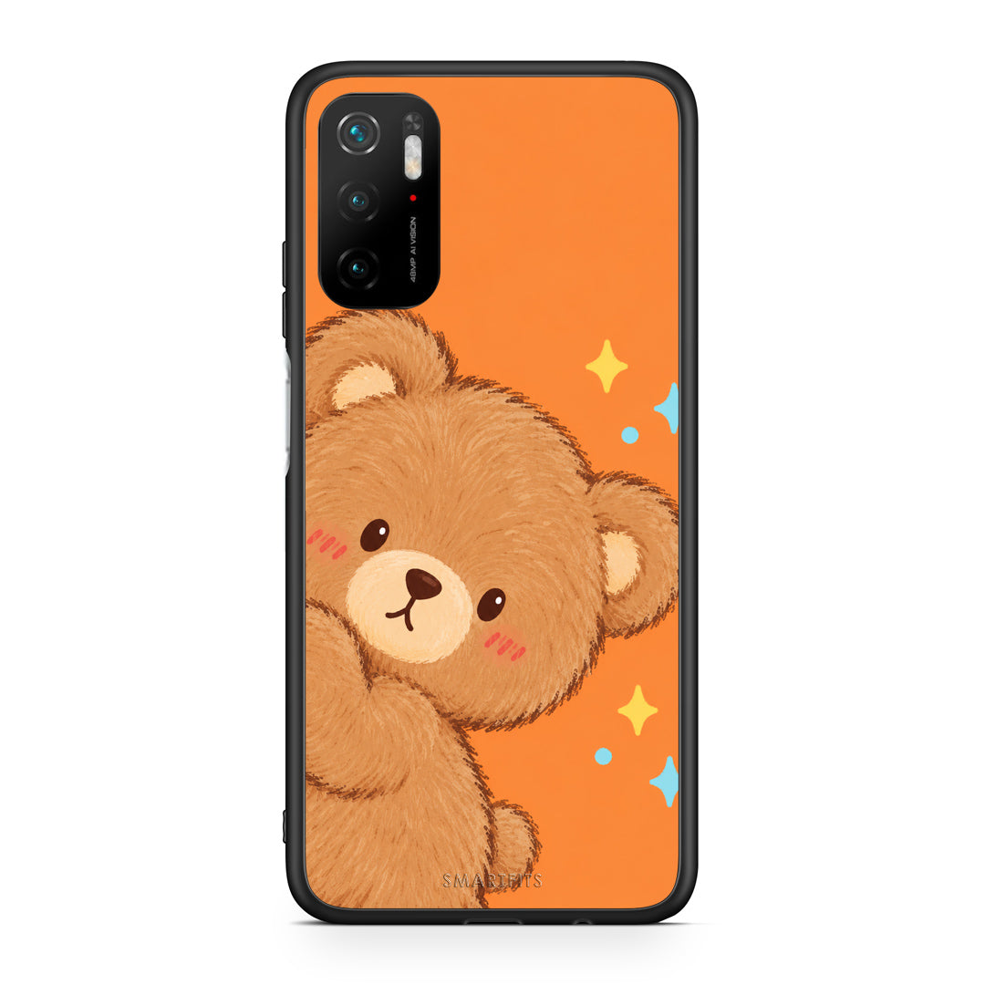 Θήκη Xiaomi Redmi Note 10 5G Peekaboo Teddy on Orange από τη Smartfits με σχέδιο στο πίσω μέρος και μαύρο περίβλημα | Xiaomi Redmi Note 10 5G Peekaboo Teddy on Orange case with colorful back and black bezels